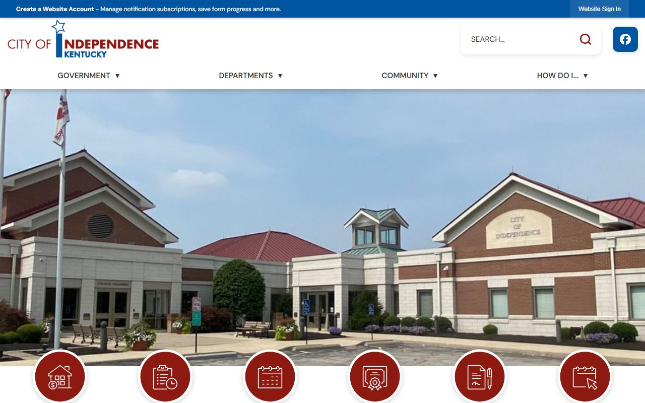 Independence city clerk homepage with city information
