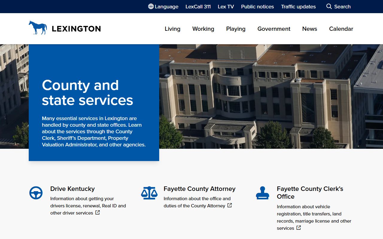 Lexington city services page