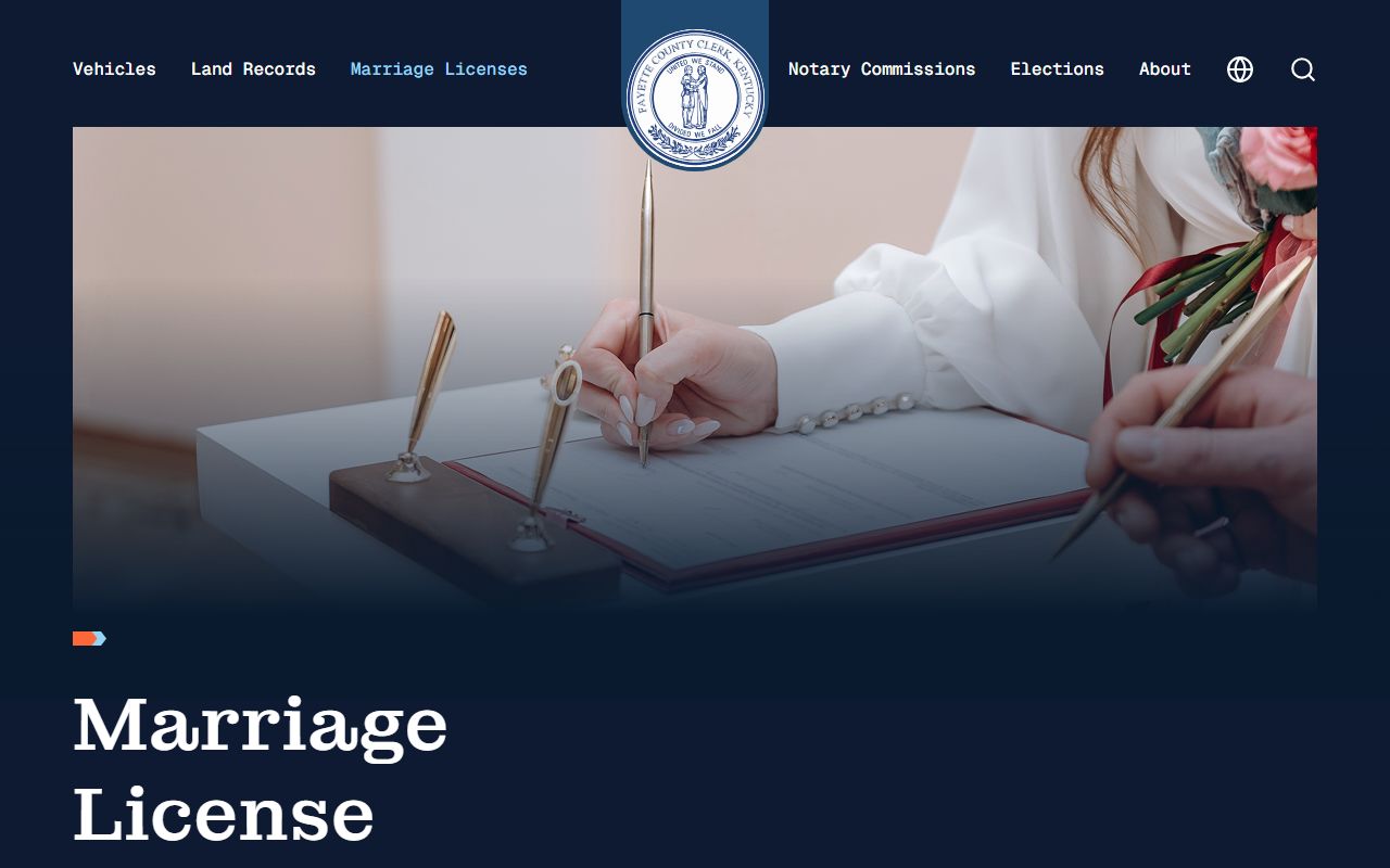 Fayette County marriage license page